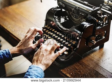 Hands Typing Typewriter Ancient Retro Classic Keyboard