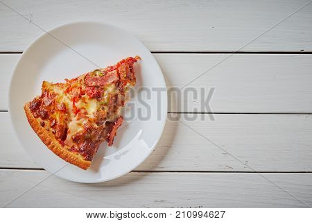 Top View Of Italian Rustic One Slice Pizza