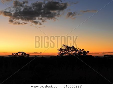 Sunset View At Chapada Dos Guimaraes, Mato Grosso, Brazil. Great Landscape. Travel Destination. Vaca