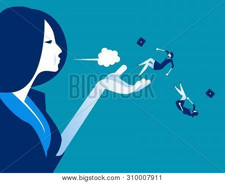 Blown Away. Manager Dismiss Employees. Concept Business Labor Vector Illustration.