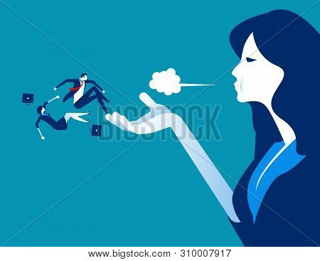 Blown Away. Manager Dismiss Employees. Concept Business Labor Vector Illustration.