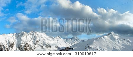 Morning Winter Silvretta Alps Panorama Landscape, Tirol, Austria