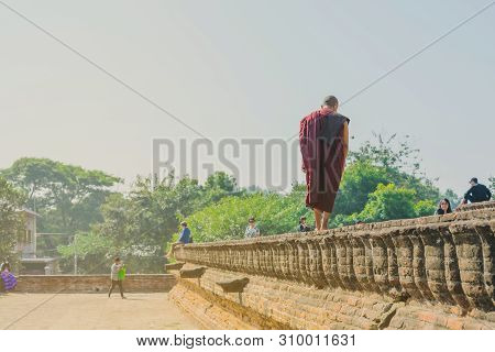 Mingun-myanmar, January 20, 2019 : Unidentified Tourists Come To Visit And Take Photographys At The
