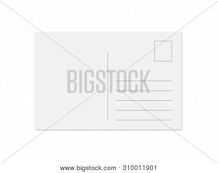 Vector Modern Blank Postcard Template With Place For Stamp, Address And Message. Realistic Mock Up I