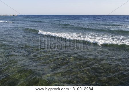 Red Sea Coast In Sharm El Sheikh, Egypt, Sinai, Rough Sea Waves