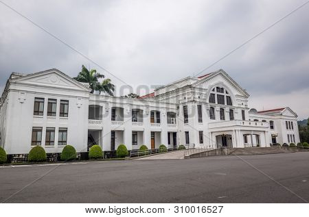 Nantou, Taiwan - June 25th, 2019: white building of event venue at Zhongxing New Village, Nantou, Taiwan