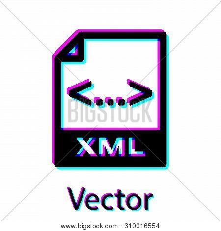 Black Xml File Document Icon. Download Xml Button Icon Isolated On White Background. Xml File Symbol