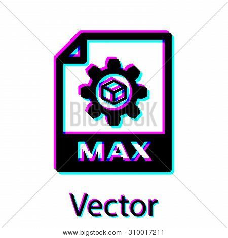 Black Max File Document Icon. Download Max Button Icon Isolated On White Background. Max File Symbol