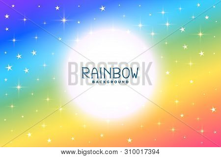 Colorful Rainbow Background With Stars And Sparkles