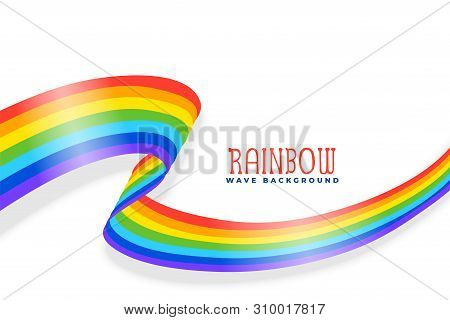 Rainbow Wavy Ribbon Or Flag Background Vector Illustration