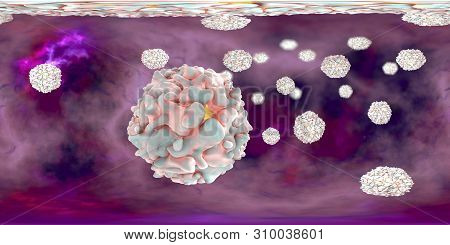 Polioviruses, 360 Degree Vr Spherical Panorama View. An Rna Virus From Picornaviridae Family That Ca