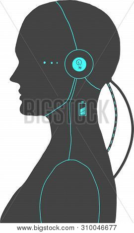 A Vector Illustration Of An Android. A Humanoid Robot In A Side View. The Newest Smart Technology.