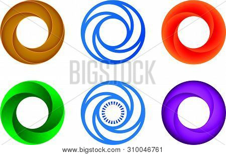 Six Circular Set Icon. Geometric, Simple And Flat.