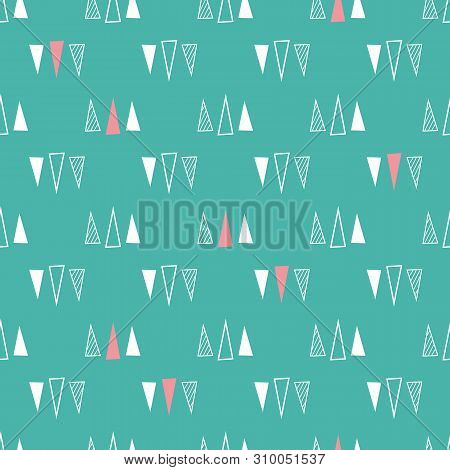 Seamless Pattern Of Triangles On A Mint Green Background.