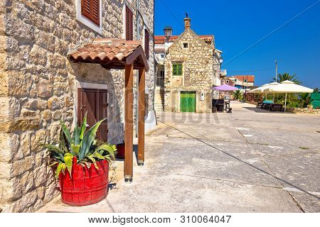 Mediterranean Stone Village On Krapanj Island View, Sea Sponge Harvesting Village, Sibenik Archipela