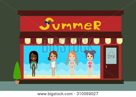 Swimsuit Store For Woman On Summer Season.