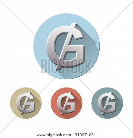 Set Of Guarani Currency Symbol On Colored Circle Flat Icons, Isolated On White. Paraguayan Sign Mone