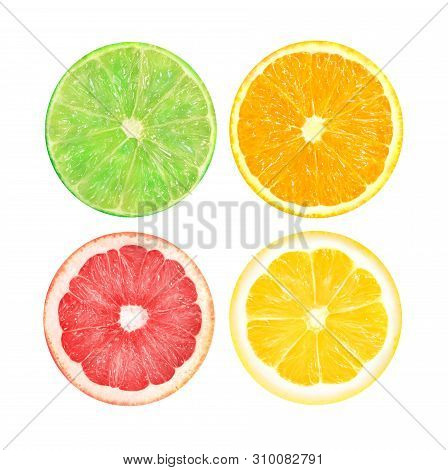 Slices Of Orange, Pink Grapefruit, Lime And Lemon