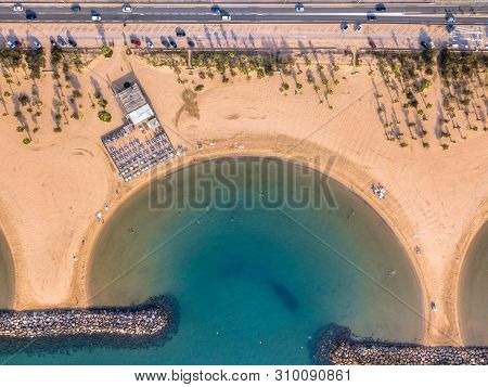 Yellow Beach On Early Morning Along Road