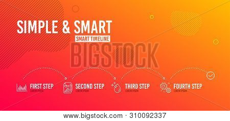 Infographic Timeline. Water Drop, Line Graph And Report Document Icons Simple Set. Work Sign. Crysta