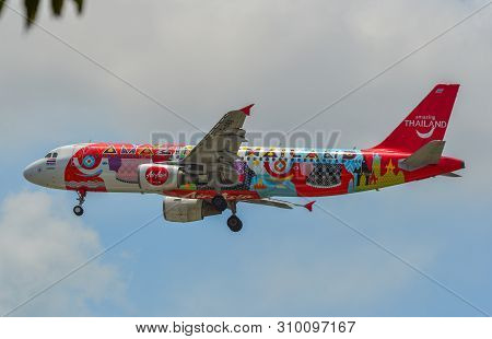 Airplane Landing At Singapore Airport