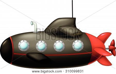Funny Black Submarine Cartoon For Your Design
