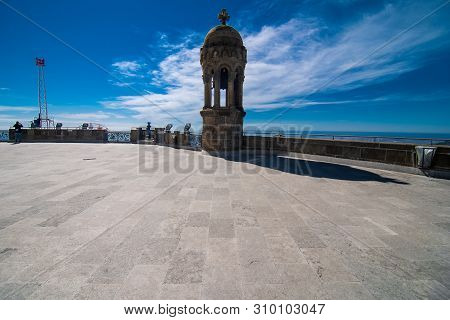 Barcelona, Spain - April, 2019: Tibidabo Cathedral. Temple Of The Sacred Heart Of Jesus At Mount Tib