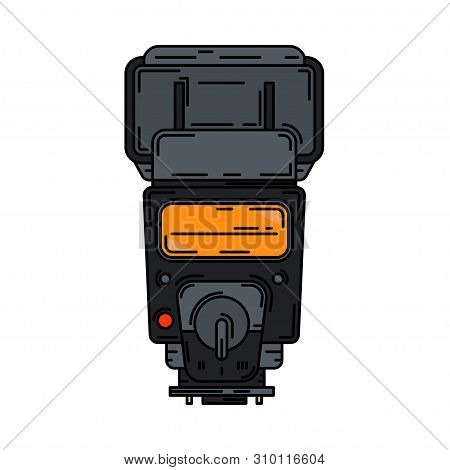 Line Color Vector Icon Digital Photographer Professional Equipment. Photography Art. Photographic Ca