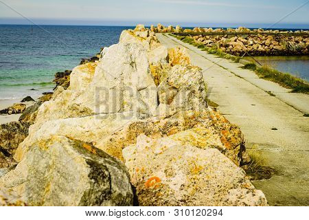 Seascape With Stone Breakwater, Bleik Village, Andoya Island, Vesteralen Archipelago.