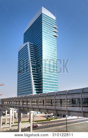 Dubai, Uae United Arabs Emirates - 29 May, 2019: Office Block At The King Salman Al Saud Highway And