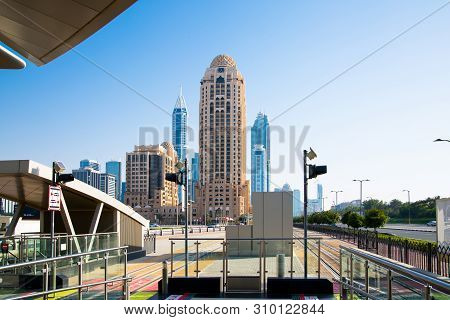 Dubai, Uae United Arabs Emirates - 29 May, 2019: Arjaan Building And Dubai Marina Skyscrapers At The