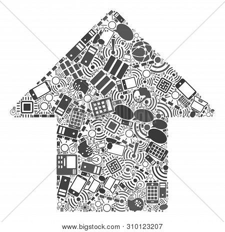 Arrow Up Collage Constructed For Bigdata Illustrations. Vector Arrow Up Mosaics Are United From Comp