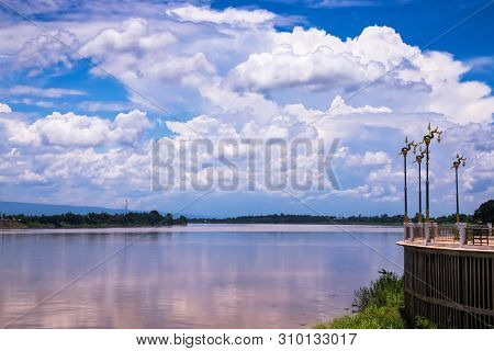 Mekong Riverbank, Travel Destination At Phon Phisai In Nong Khai Province Of Thailand