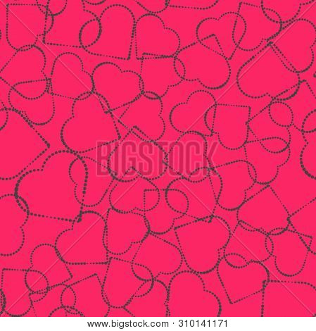 Valentines Day Illustration Pink Pattern. Seamless Wallpaer Heart Vector.