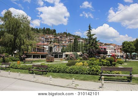 Ohrid, Macedonia - June 10, 2019: City Center Of Ohrid, Streets Of The Old Town Ohrid, Republic Of N