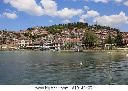 Ohrid, Macedonia - June 10, 2019: Historical Part Town Ohrid, Unesco Heritage Listed Is Located Next