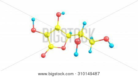 Ascorbic Acid Molecular Structure Isolated On White