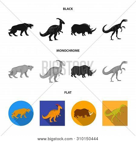 Vector Illustration Of Animal And Character Logo. Set Of Animal And Ancient Stock Symbol For Web.