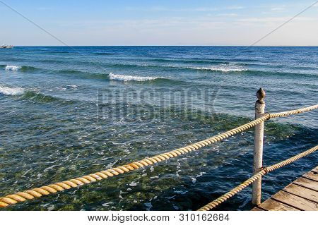 Red Sea Coast In Sharm El Sheikh, Egypt, Sinai, Rough Sea Waves