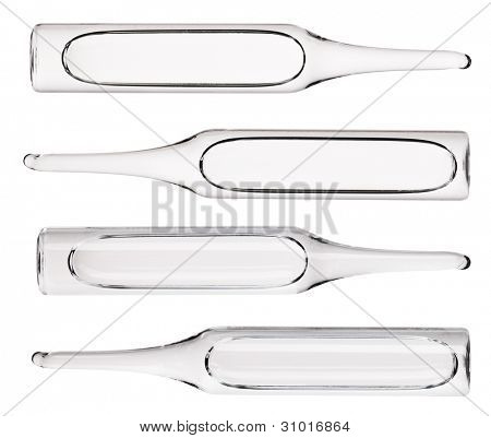 의료 ampules (투명)는 흰색 절연