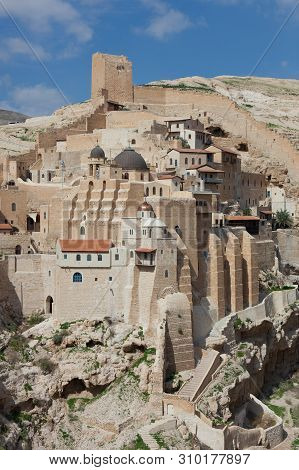 Holy Lavra Of Saint Sabbas The Sanctified, Known In Arabic As Mar Saba Monastery Perched On The Rock