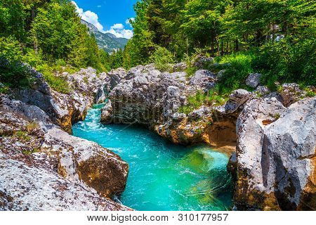 Popular Rafting And Kayaking Place In Europe. Well Known Recreation Place And Kayaking Destination. 