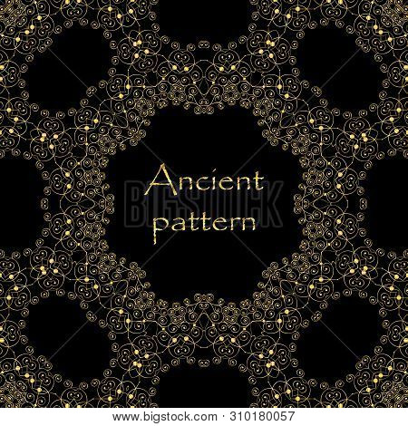Geometrical Abstract Vector Art Deco Pattern From Gold Hand Drawn Elements. Textile Fantasy Print. W
