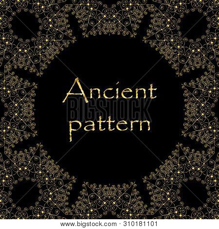 Geometrical Abstract Vector Art Deco Pattern From Gold Hand Drawn Elements. Textile Fantasy Print. W