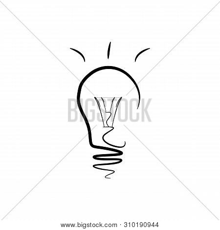 Black Incandescent Bulb Icon On A White Background. Vector Light Bulb Icon.