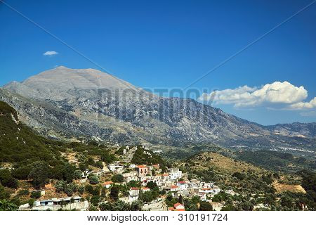 Greek Town In The Amari Valley On The Island Of Crete