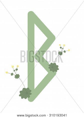 Fleece Scandinavia. Illustration Of The Runes Berkana. The Symbol Of The Letter Futhark. Spiritual E
