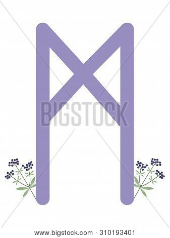 Fleece Scandinavia. Illustration Of The Runes Mannaz. The Symbol Of The Letter Futhark. Spiritual Es