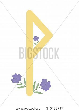 Fleece Scandinavia. Illustration Of Runes Wunjo. The Symbol Of The Letter Futhark. Spiritual Esoteri