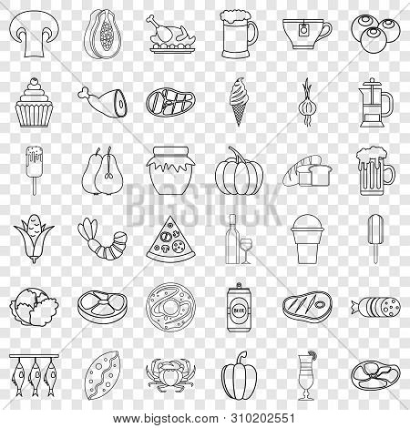 Berry Icons Set. Outline Style Of 36 Berry Vector Icons For Web For Any Design